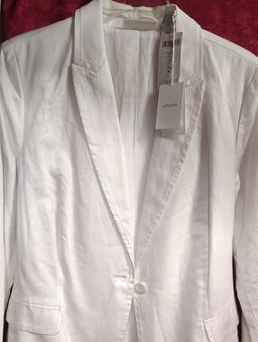 Chico's White Linen-Blend Blazer